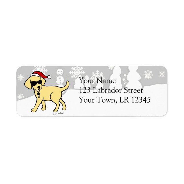 Etiqueta Natal do Cartoon legal Yellow Lab (Frente)