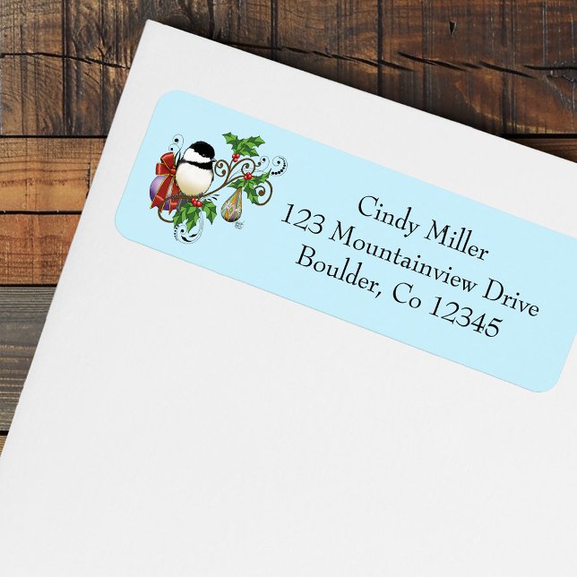 Etiqueta Natal do Chickadee de inverno (Criador carregado)