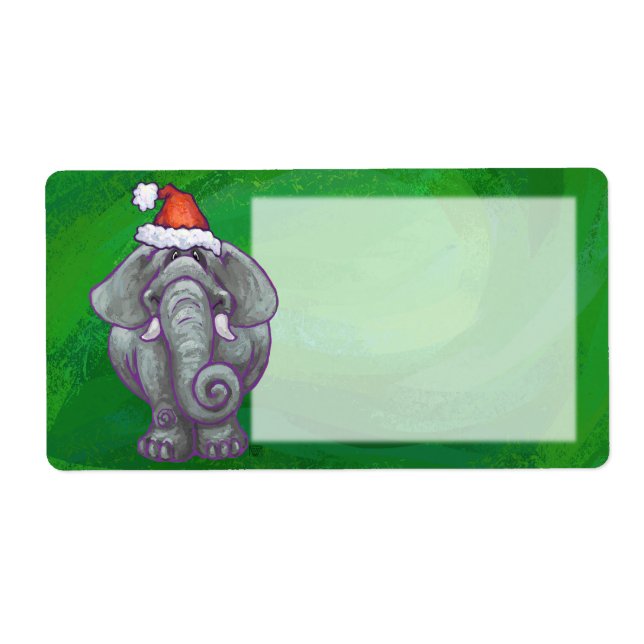 Etiqueta Natal Do Elefante Em Verde (Frente)