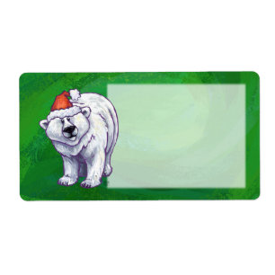 Etiqueta Natal do urso polar no verde