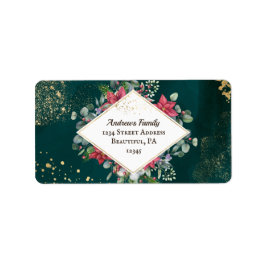 Etiqueta Natal Dourado Verde Verde da Água Verde Elegante
