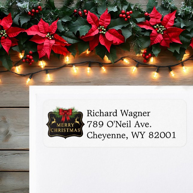 Etiqueta Natal em preto e branco Masculino personalizado (Criador carregado)