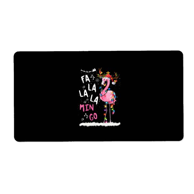 Etiqueta Natal - Fa-La-La-Mingo Flamingo Com Natal (Frente)