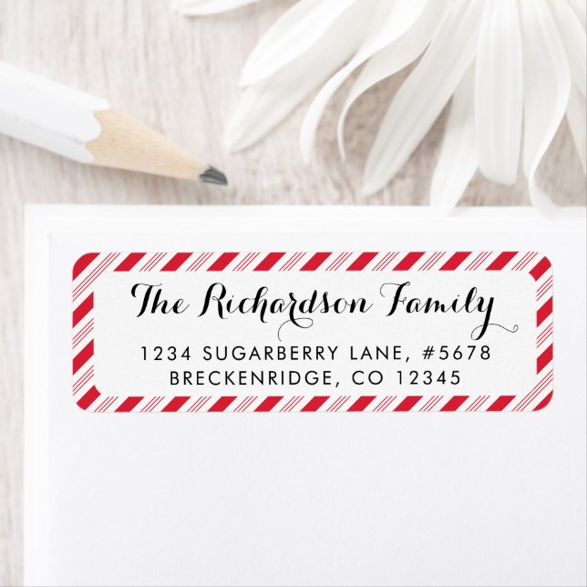 Etiqueta Natal - Feriado do Padrão de Stripes Vermelhas de  (Insitu)