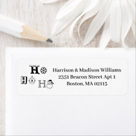 Etiqueta Natal Ho Ho Ho Black & White Return Address