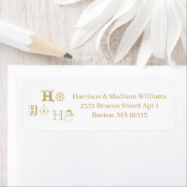 Etiqueta Natal Ho Ho Ho Gold e White Return Address