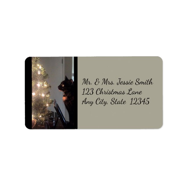 Etiqueta Natal Joy Calico Cat Address Labels (Frente)
