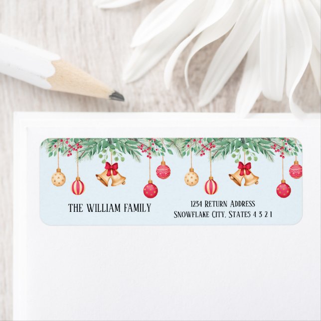 Etiqueta Natal Moderno Holly E Berries Vermelhos (Insitu)