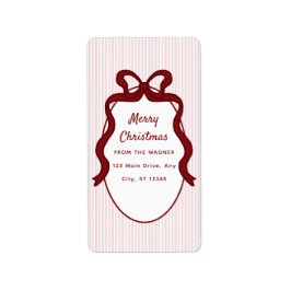 Etiqueta Natal Moldura de Listras Rosa e Vermelha & Arco 