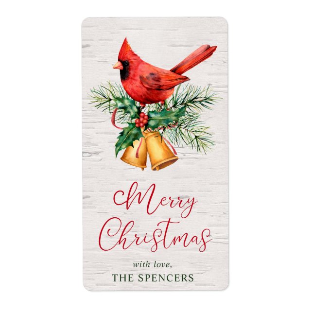 Etiqueta Natal Personalizado com Cardinal (Frente)