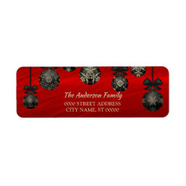 Etiqueta Natal Red Black Elegante Feriados no inverno