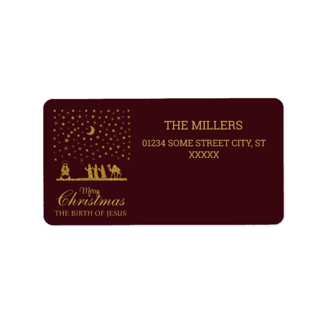 Etiqueta Natal religioso, Nascimento de Jesus, Três Rei (Frente)