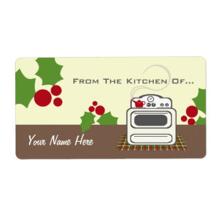Etiqueta Natal retro do fogão da cozinha de…