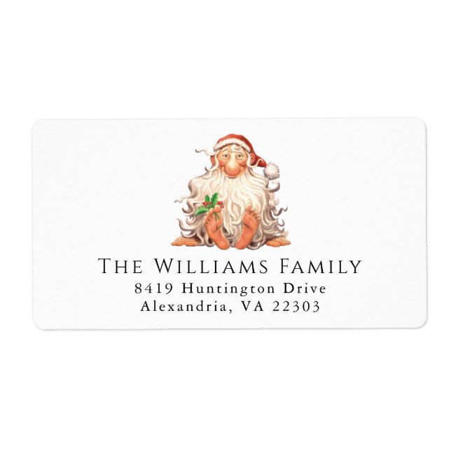 Etiqueta Natal Retro Santa Férias de Natal (Frente)