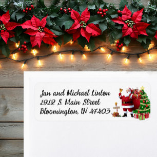 Etiqueta Natal Santa Claus Personalizar Endereço de Devoluç