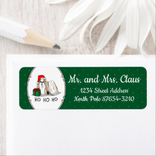 Etiqueta Natal Santa Hat Shih Tzu (branco-tan)