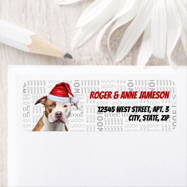 Etiqueta Natal Staffordshire Papais noeis Dog Endereço para (Insitu)