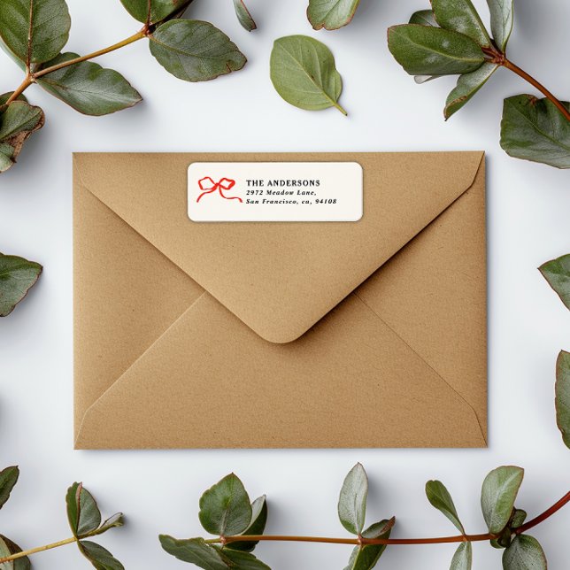 Etiqueta Natal tradicional e elegante do arco vermelho (Criador carregado)