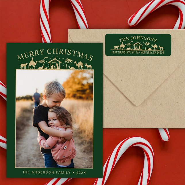 Etiqueta Natividade Cena bebê Jesus Cristo Endereço de reto (Criador carregado)