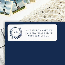 Etiqueta Nautical Coral Reef Wedding Return Address