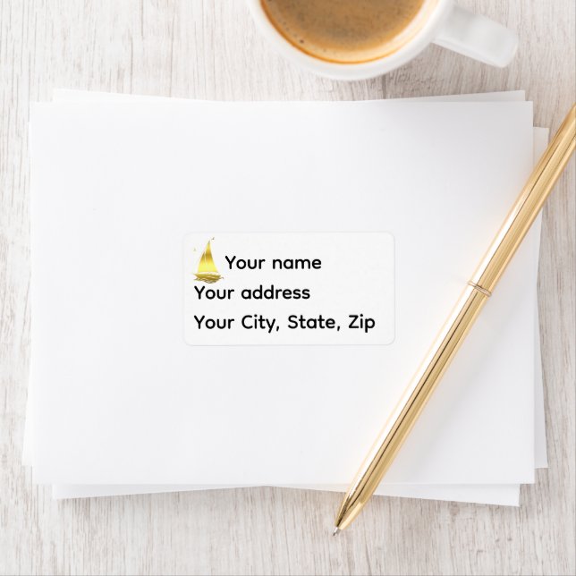 Etiqueta Nautical gold sailboat/ship/vessel silhouette  (Insitu)