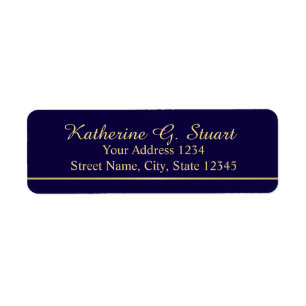 Etiqueta Navy Blue and Faux Gold Foil Elegant Script