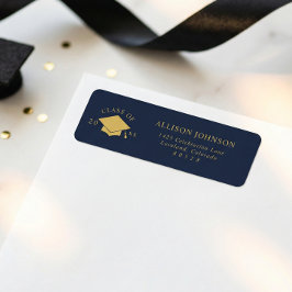 Etiqueta Navy Graduation Cap Return Address