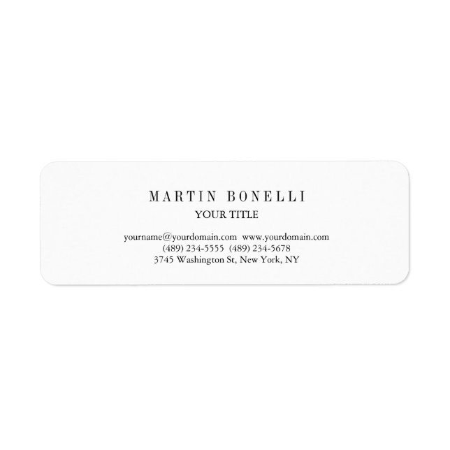 Etiqueta Negra profissional fina, preto e branco (Frente)