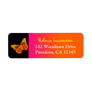 Etiqueta Neon Butterfly Return Address Label