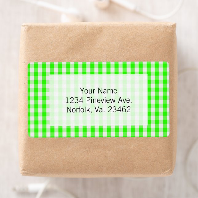 Etiqueta Neon Green Gingham Patterno de Shirley Taylor (Insitu)