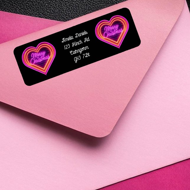 Etiqueta Neon Love Heart Christmas (Criador carregado)