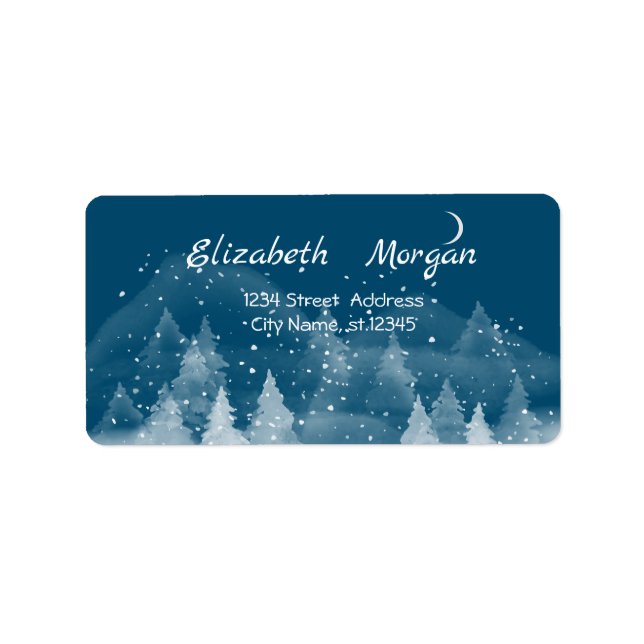 Etiqueta Neve na paisagem de inverno (Frente)
