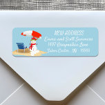 Etiqueta New Address de Christmas Beach Tropical Snowman<br><div class="desc">Este design foi criado através da arte digital. Pode ser personalizado na área fornecer ou personalizar escolhendo o clique para personalizar mais opções e alterando o nome, as iniciais ou as palavras. Você também pode alterar a cor e o estilo do texto ou excluir o texto de um design de...</div>