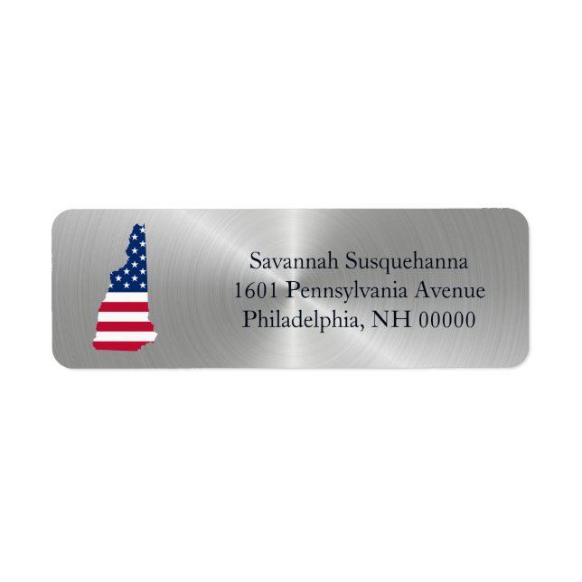 Etiqueta New Hampshire Silver State American Flag Patriótic (Frente)