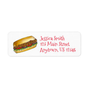 Etiqueta New Orleans Shrimp Poboy Po Boy Sandwich Labels