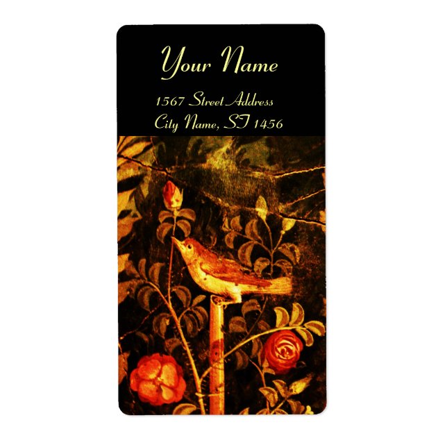 Etiqueta NIGHTINGALE COM MONOGRAMA ROSA, Amarelo Vermelho N (Frente)