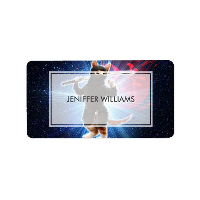 Etiqueta Ninja Cat no espaço. (Frente)