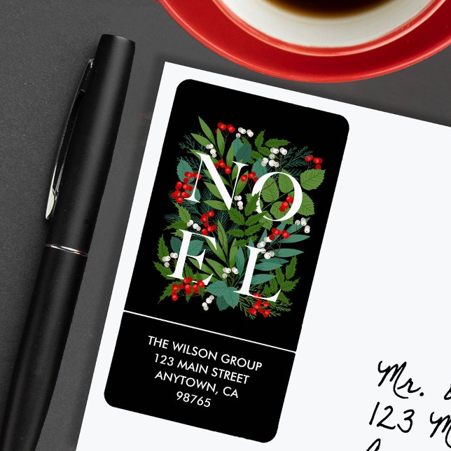 Etiqueta NOEL Greenery Berries Endereço de devolução (Criador carregado)