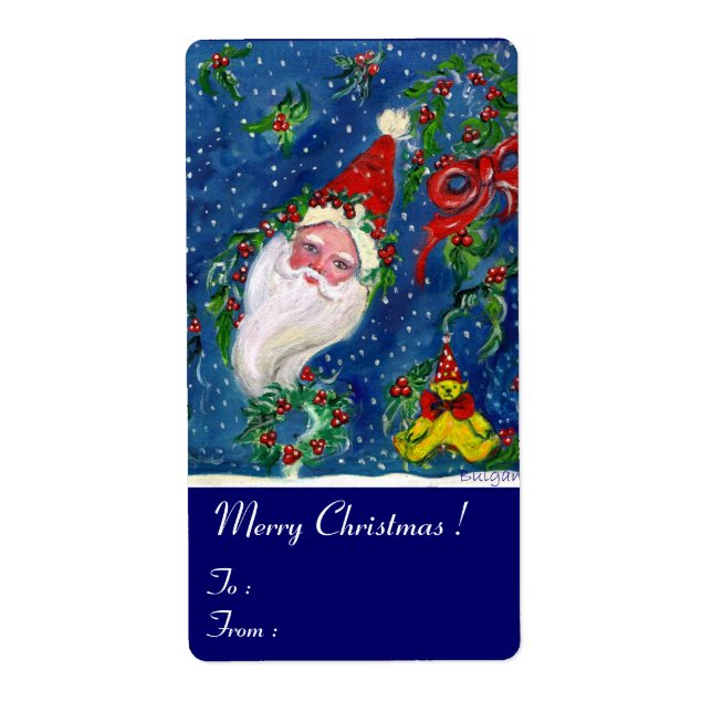 ETIQUETA NOITE DE NATAL / PAPAIS NOEIS COM BRINQUEDOS E ARC (Frente)