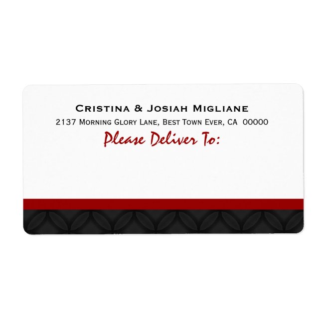 Etiqueta Noiva Red White Black Wedding e Groom B433 (Frente)