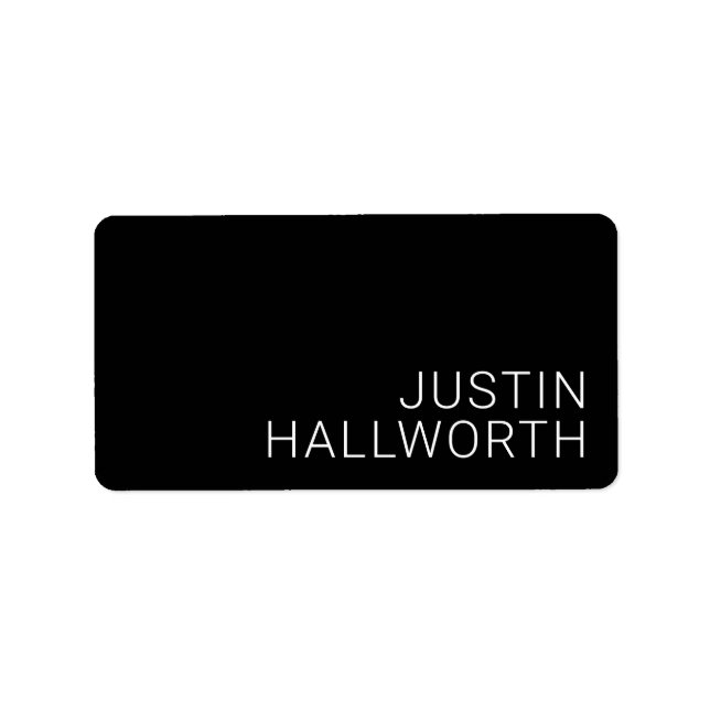 Etiqueta Nome Branco Moderno ou outro Texto a Preto (Frente)