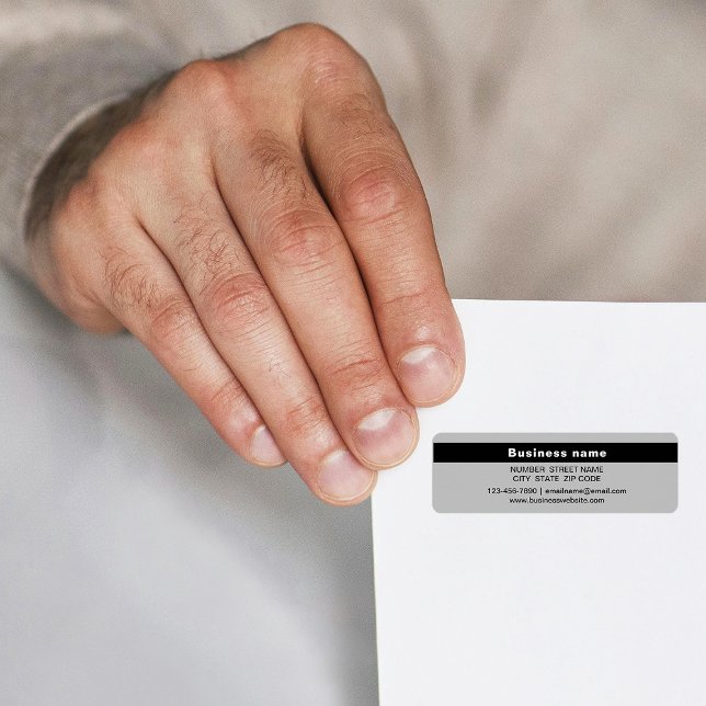 Etiqueta Nome Comercial Destacado no Endereço de Remetente  (Gray return address label with your highlighted business name)