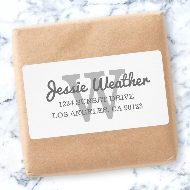 Etiqueta Nome Cursivo | Endereço de devolução monograma (Criador carregado)