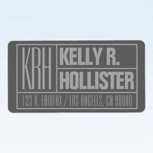 Etiqueta Nome da Cinza Moderna Monograma Endereço de Devolu