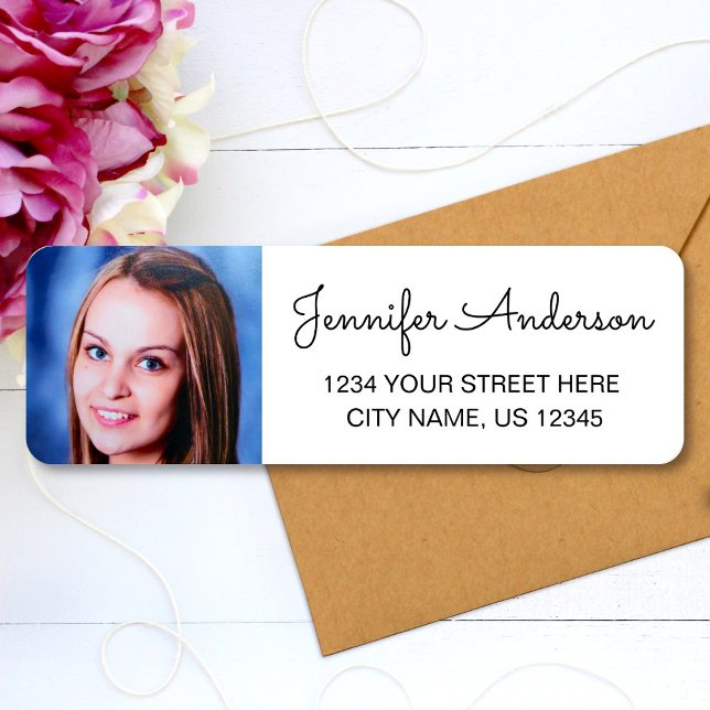 Etiqueta Nome da Elegant Script Foto Personalizada do Ender (Criador carregado)