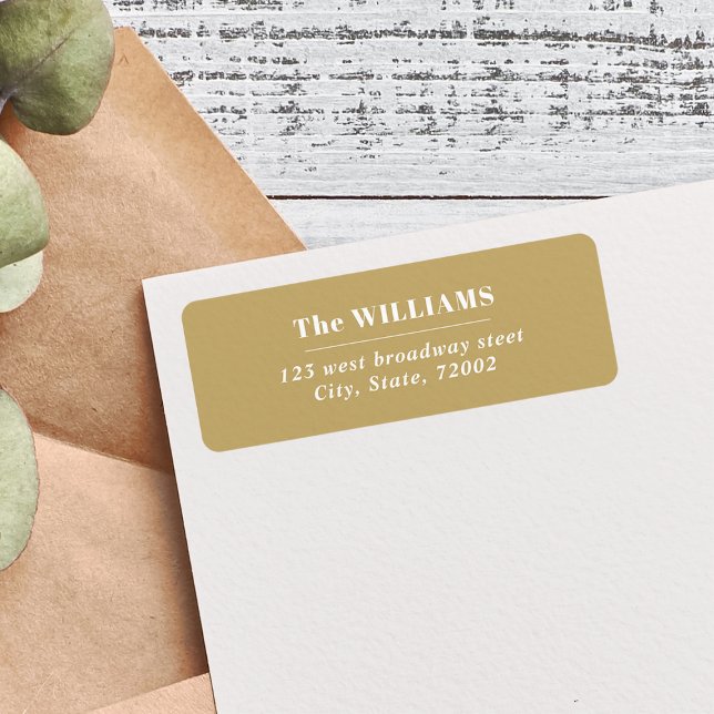 Etiqueta Nome da família Elegente Moderno e Dourado Branco (Criador carregado)