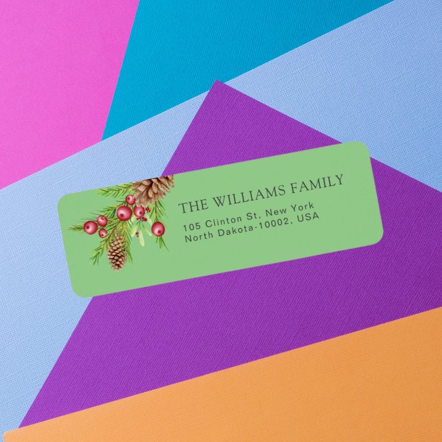 Etiqueta Nome da Família Personalizada do Mistletodo Natal  (Criador carregado)