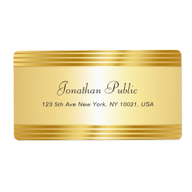 Etiqueta Nome de Script Manuscrito para Modelo Dourado Eleg (Frente)