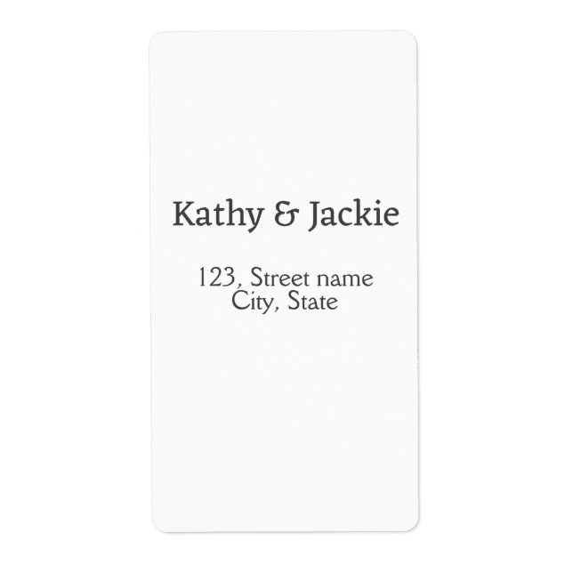 Etiqueta Nome do casal preto branco endereço simples da cid (Frente)