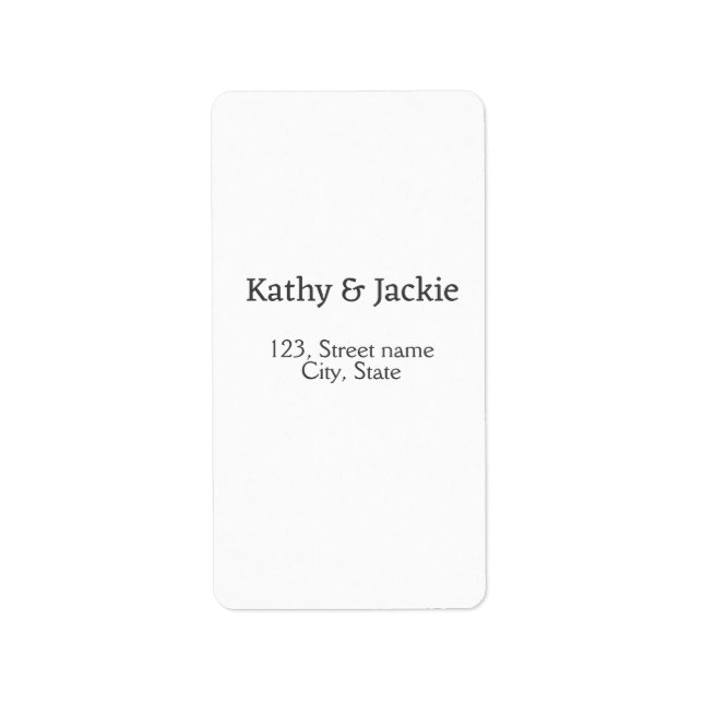 Etiqueta Nome do casal preto branco endereço simples da cid (Frente)